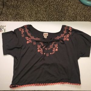 Pink and Grey Crop Top